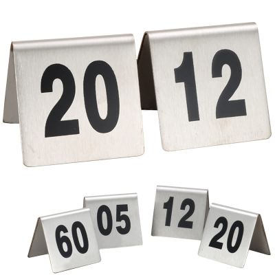 Stainless Steel Table Signs Stackable, Tent Style Table Cards 5x4x3.5cm, 1-100 Table Number Double-Side For Weddings Birthday Party Supplies, Convenient To Clean ( Color : 1 to 50 , Size : 5x4cm )