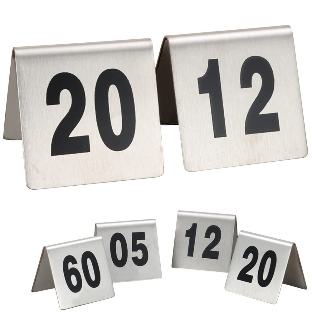 Stainless Steel Table Signs Stackable, Tent Style Table Cards 5x4x3.5cm, 1-100 Table Number Double-Side For Weddings Birthday Party Supplies, Convenient To Clean ( Color : 1 to 50 , Size : 5x4cm )