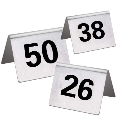 SAGIDAR Digital Sign Seat Card 1-100 Number, Stainless Steel Table Numbers for Weddings Receptions, 5x4x3.5cm, Metal Table Card Tent Style Stackable, Easy Seating (Color : 1 to 100, Size : 5x4cm)