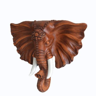 Figurine Object Pendant Lucky Animal Head Three-Dimensional Living Room TV Wall Decoration Hanging Big Animal Decoration (55 * 46 * 13 Centimeters) (55 * 46 * 13 Centimeters) (Color: White, Size: 55cm