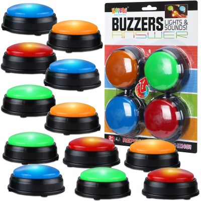 Deekin 16 Pcs Trivia Game Buzzers Bulk Answer Button with Sound and Light Family Games Buzzer for Classroom Teacher Supplies Back to School Team Game Show and Trivia Nights