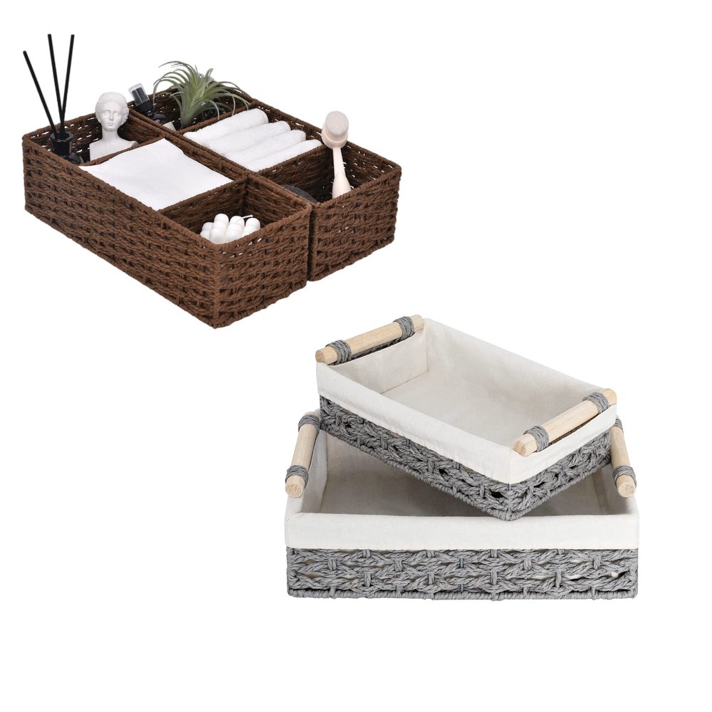 StorageWorks Round Paper Rope Storage Baskets