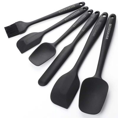 Beereraver Silicone Spatula Set Kitchen Utensils for Baking Cooking Mixing Heat Resistant Non Stick Cookware Set of 6