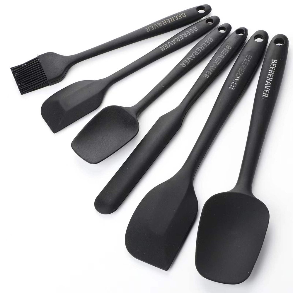 Beereraver Silicone Spatula Set Kitchen Utensils for Baking Cooking Mixing Heat Resistant Non Stick Cookware Set of 6