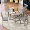 5-Piece Dining Table Set, Wood Round Extendable Dining Table with 4 Dining Chairs with Rubber Wood Legs for Kitchen Living Room, Dining Room Furniture Set for 4 People (Natural Wood Wash + Solid Wood) view 1
