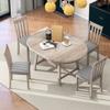 5-Piece Dining Table Set, Wood Round Extendable Dining Table with 4 Dining Chairs with Rubber Wood Legs for Kitchen Living Room, Dining Room Furniture Set for 4 People (Natural Wood Wash + Solid Wood) view 2