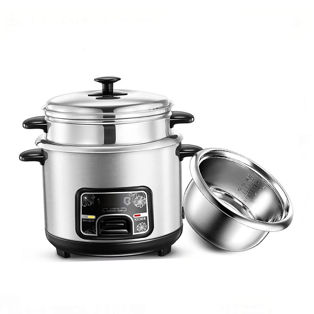Rice Cooker With Steamer Basket, (2-6L) Portable Rice Cooker, Stainless Steel Inner Pot, With Steamer,Warm Functions, For 1-11 People (Size : 3L)