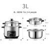Rice Cooker With Steamer Basket, (2-6L) Portable Rice Cooker, Stainless Steel Inner Pot, With Steamer,Warm Functions, For 1-11 People (Size : 3L) view 2