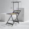 Clothes Drying Rack, Folding Clothes Rail, Clothes Drying Rack with Wheels, Foldable Clothes Drying Rack, with Windproof Hooks, Oversize Garment Dryer Stand for Towels, Clothes, Shoes (Color : Black+ view 2