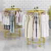 SPTZQURY Round Garment Rack, Floor Standing Iron clothes Hanging Rack with Topper, Suitable for Large Shopping Malls Retail, Clothes Boutique Display Laundry Rooms Multi-Purpose Hanging (GOLD) view 3