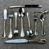 Premium Silverware Set for 18 Family Dinnerware Set, Flatware Set Silver Tableware Set w/Gold Accents, 72 Piece Eating Utensil for Home Restaurant Hotel Apartment Mirror Polished view 4