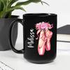Custom Ballet Shoes And Floral Girly Ballerina Coffee Mug, Personalized Name Girl Ballet Dancer Mug, Ballet Coffee Cup Gifts For Dance Teachers, Women, Ballet Lovers, Ballet Mugs Black 11oz 15oz view 4
