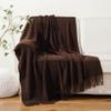 BATTILO HOME Dark Brown Throw Blanket for Couch, Boho Throw Blanket for Home Decor, Decorative Chocolate Knit Throw Blankets for Chair Sofa, Bed, 50"x60" view 3