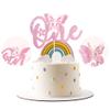 1 Pack Butterfly One Cake Topper Pink Glitter Baby Shower 1st Birthday Cake Pick Decorations for Spring Theme Baby Shower Kids 1st Birthday Party Supplies view 1