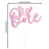 1 Pack Butterfly One Cake Topper Pink Glitter Baby Shower 1st Birthday Cake Pick Decorations for Spring Theme Baby Shower Kids 1st Birthday Party Supplies view 2