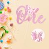 1 Pack Butterfly One Cake Topper Pink Glitter Baby Shower 1st Birthday Cake Pick Decorations for Spring Theme Baby Shower Kids 1st Birthday Party Supplies view 4
