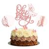 1 Pack Butterfly Oh Baby Cake Topper Rose Gold Glitter Baby Shower Butterfly Cake Pick Decorations for Gender Reveal Baby Shower Kids Girls Birthday Party Supplies view 1
