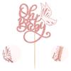 1 Pack Butterfly Oh Baby Cake Topper Rose Gold Glitter Baby Shower Butterfly Cake Pick Decorations for Gender Reveal Baby Shower Kids Girls Birthday Party Supplies view 3