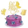 1 Pack Butterfly Oh Baby Cake Topper Gold Glitter Baby Shower Butterfly Cake Pick Decorations for Gender Reveal Baby Shower Kids Girls Birthday Party Supplies view 1