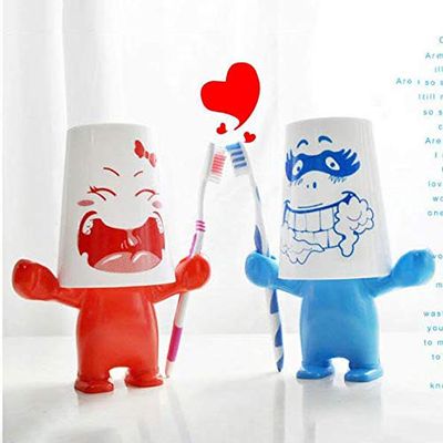 Acofuns Cartoon Bathroom Storage Plastic Toothbrush Single Rack Toothbrush Holder Wash Gargle Cup