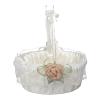 Plcnn 2Pcs Ivory Flower Girl Basket Wedding Satin Flower Basket Lace Pearl Romantic Flower Girl Petals Storage Basket for Wedding Ceremony view 3