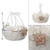 Plcnn 2Pcs Ivory Flower Girl Basket Wedding Satin Flower Basket Lace Pearl Romantic Flower Girl Petals Storage Basket for Wedding Ceremony view 4