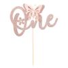 1 Pack Butterfly One Cake Topper Rose Gold Glitter Baby Shower1st Birthday Cake Pick Decorations for Spring Theme Baby Shower 1st Birthday Party Supplies view 3