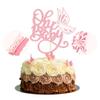 1 Pack Butterfly Oh Baby Cake Topper Glitter Baby Shower Butterfly Cake Pick Decorations for Gender Reveal Baby Shower Kids Girls Birthday Party Supplies Pink view 1