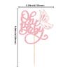1 Pack Butterfly Oh Baby Cake Topper Glitter Baby Shower Butterfly Cake Pick Decorations for Gender Reveal Baby Shower Kids Girls Birthday Party Supplies Pink view 2