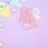 1 Pack Butterfly Oh Baby Cake Topper Glitter Baby Shower Butterfly Cake Pick Decorations for Gender Reveal Baby Shower Kids Girls Birthday Party Supplies Pink view 4