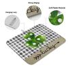 St. Patrick's Day Dish Drying Mat for Kitchen Counter, Lucky Buffalo Plaid Shamrocks Grey Green Absorbent Reversible Dish Drainer Rack Mats for Coffee Bar Mats 18''x24'' 2 PCS view 2