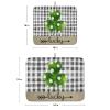 St. Patrick's Day Dish Drying Mat for Kitchen Counter, Lucky Buffalo Plaid Shamrocks Grey Green Absorbent Reversible Dish Drainer Rack Mats for Coffee Bar Mats 18''x24'' 2 PCS view 3