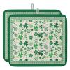 St. Patrick's Day Dish Drying Mat for Kitchen Counter, Farmhouse Country Shamrock Plaid Absorbent Reversible Dish Drainer Rack Mats for Coffee Bar Mats 18''x24'' 2 PCS view 1