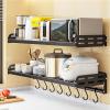 Aluminum Wall Mounted, Bathroom partitions, Large storage, Water and moisture resistant and rust resistant, Space saving, For bathrooms, kitchens, Space Aluminum Shower Shelf ( Color : Black with hook view 2