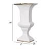 Benjara 14 Inch Decorative Ceramic Vase, Artistic Turned Urn, White and Gold Rim view 4