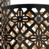 Benjara Set of 3 Lantern Candle Holders, Moroccan Lattice, Gold, Black Metal Frames view 4