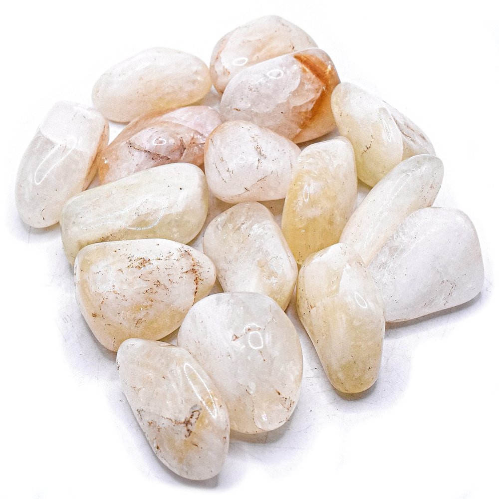 HQRP 30PCs Golden White Orange Citrine Quartz Tumbled Stone Pebbles Polished Natural Sparkling Cabochon Gemstone Mineral Specimens - Brazil
