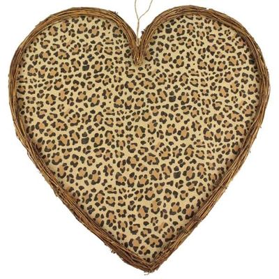 22.5"Lx22"H Vine Leopard Prt Heart KG3019