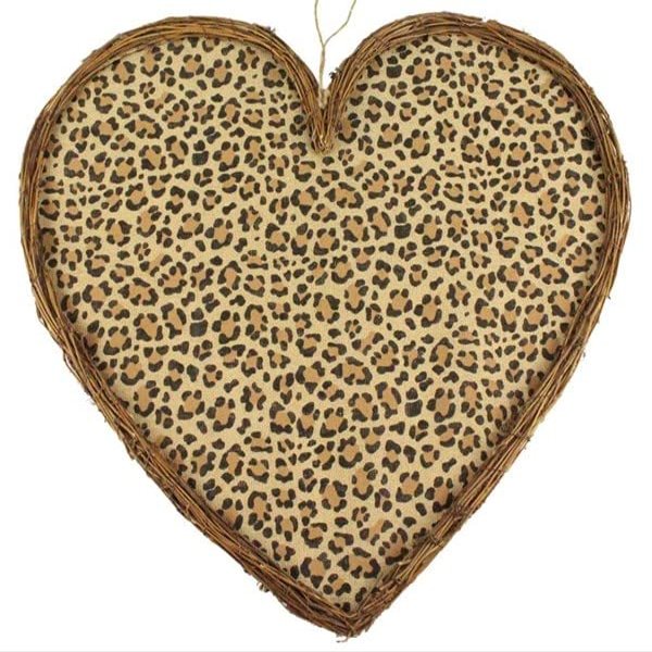 22.5"Lx22"H Vine Leopard Prt Heart KG3019
