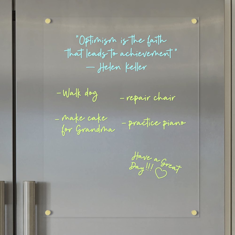 Magnetic Acrylic Blank Notes Board for Fridge, Wet/Dry-Erase Board for Refrigerator, Includes Magnetic Wet-Erase Marker, Optional Color Marker Set