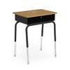 Virco 785MBB Student Desk (2 Desks) for All Grade Levels with Metal Open-Front Book Box and Adjustable Legs, Ideal for Schools and Classrooms, Medium Oak Laminate Top view 1