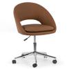 Glamour Home Aura Light Brown Faux Leather Adjustable Height Swivel Office Chair with Wheel Base view 1