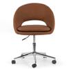Glamour Home Aura Light Brown Faux Leather Adjustable Height Swivel Office Chair with Wheel Base view 4