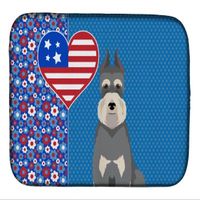 Caroline's Treasures WDK5284DDM Salt Pepper Schnauzer USA American Dish Drying Mat Absorbent Dish Drying Mat Pad for Kitchen Counter Dish Drainer Mat for Countertop, 14 x 21", Multicolor
