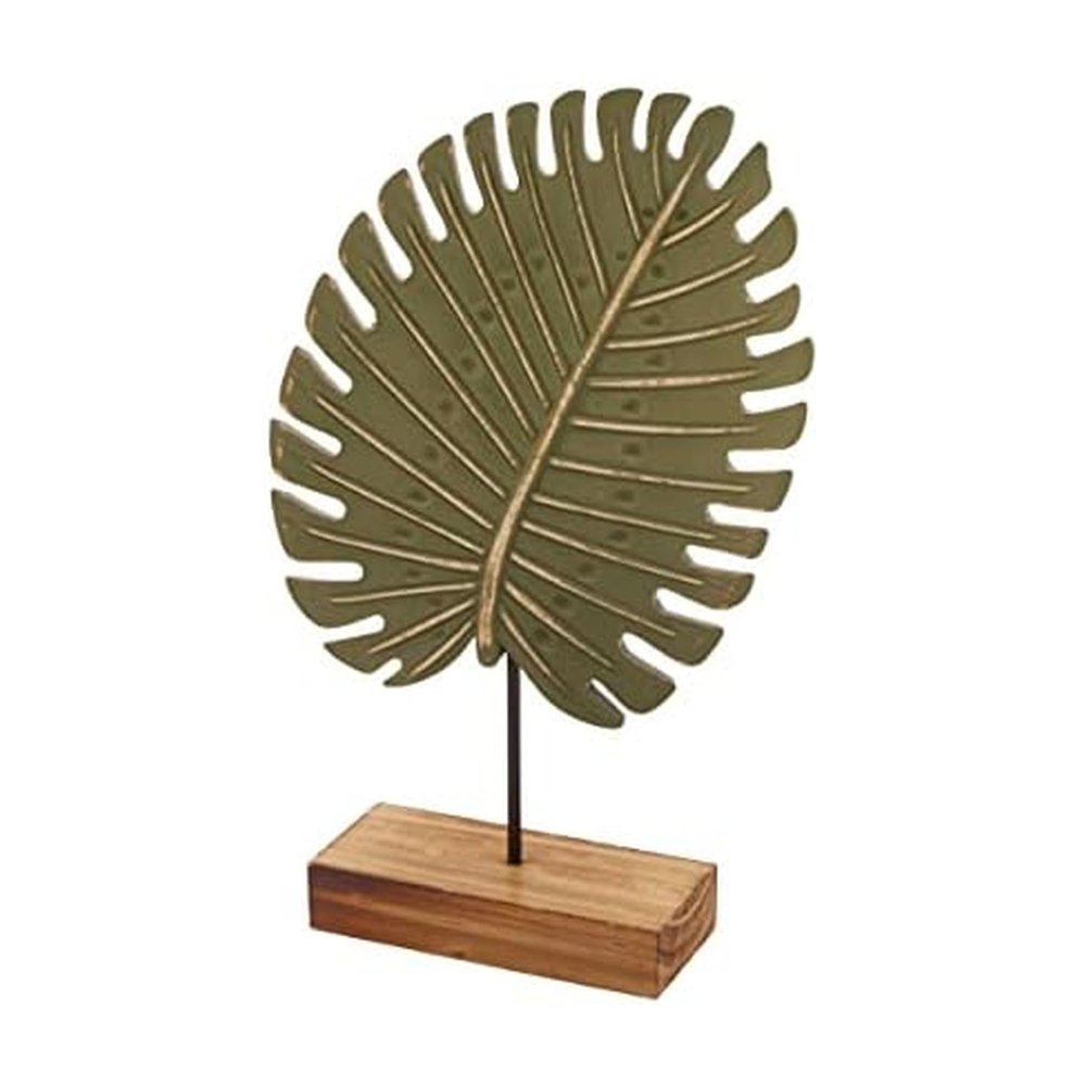 Elements 7x2.25x11.5 Inch Metal Green Leaf Tabletop Decor