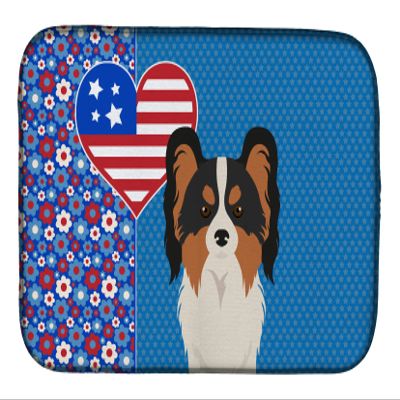 Caroline's Treasures WDK5257DDM Tricolor Papillon USA American Dish Drying Mat Absorbent Dish Drying Mat Pad for Kitchen Counter Dish Drainer Mat for Countertop, 14 x 21", Multicolor