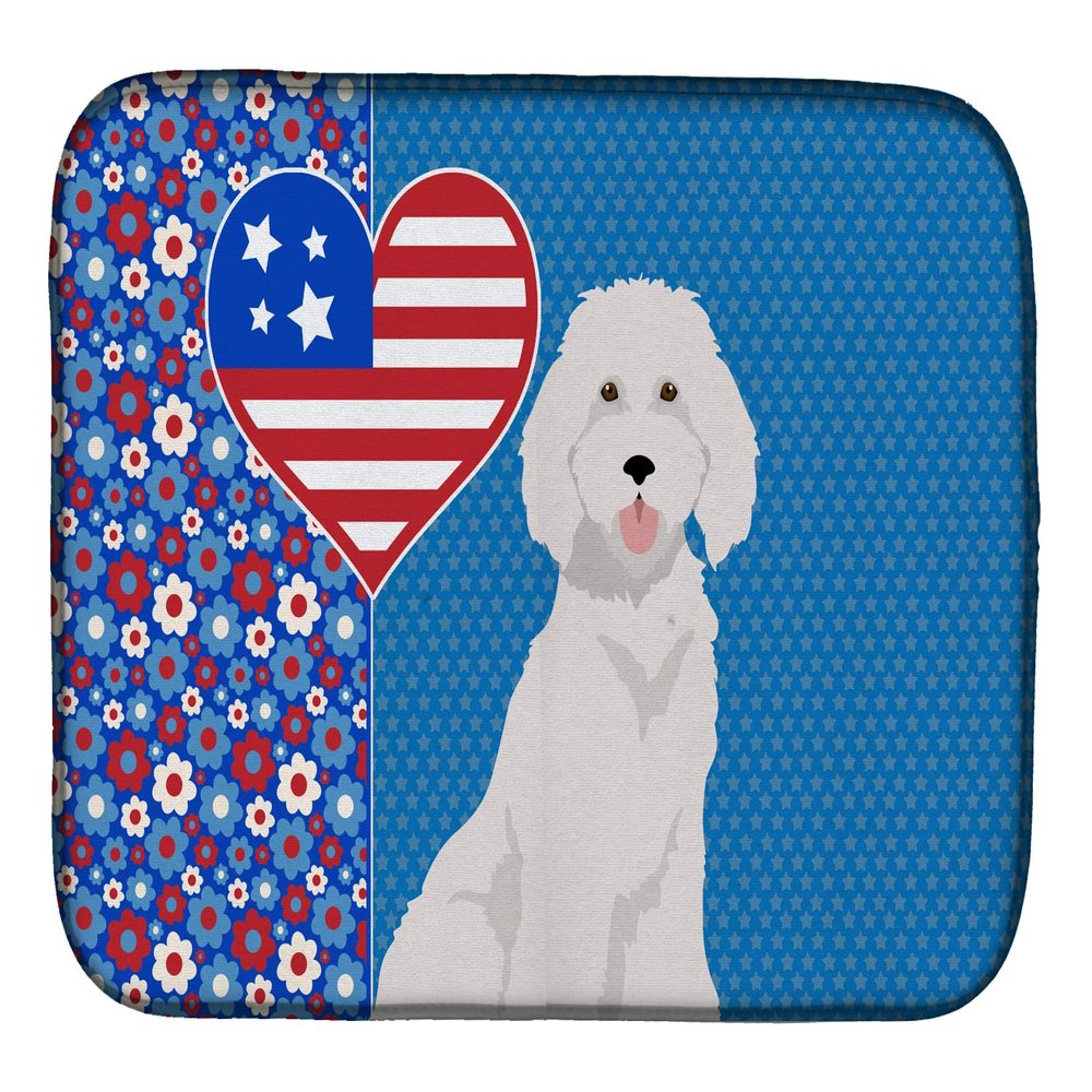 Caroline's Treasures WDK5268DDM Standard White Poodle USA American Dish Drying Mat Absorbent Dish Drying Mat Pad for Kitchen Counter Dish Drainer Mat for Countertop, 14 x 21", Multicolor