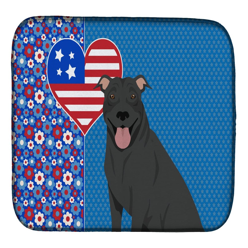 Caroline's Treasures WDK5121DDM Black Pit Bull Terrier USA American Dish Drying Mat Absorbent Dish Drying Mat Pad for Kitchen Counter Dish Drainer Mat for Countertop, 14 x 21", Multicolor