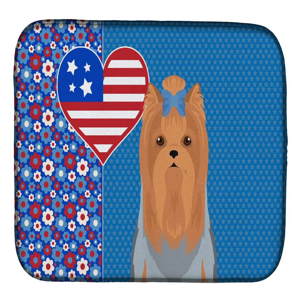 Caroline's Treasures WDK5311DDM Blue and Tan Full Coat Yorkshire Terrier USA American Dish Drying Mat Absorbent Dish Drying Mat Pad for Kitchen Counter Dish Drainer Mat for Countertop, 14 x 21", Multi