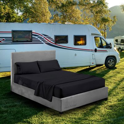 RV King Sheet Set 72 x 80,Camper Sheets-RV Bed Sheets- 100% Cotton Bed Sheet Set-Long Staple Egyptian Cotton fit Upto 10" Deep Mattress (Black)